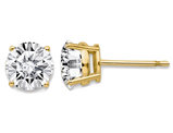 1.94 Carat (ctw) Synthetic Moissanite Solitaire Stud Earrings in 14K Yellow Gold (2.00 Ct. Diamond Look 6.5mm)